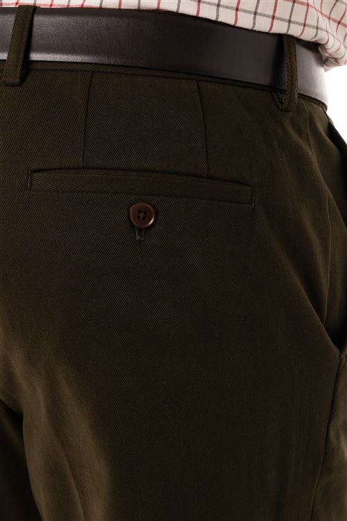 Thame Olive Brushed Cotton Chino