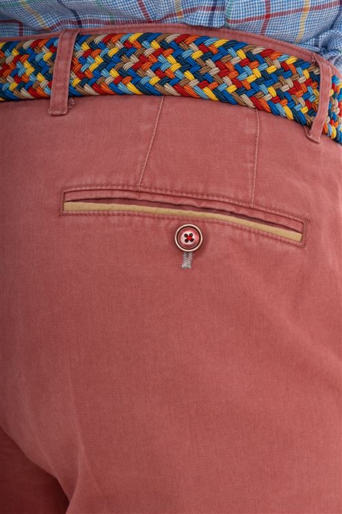 Weller Spring Stretch Cotton Burgandy Chino With Contrast Trim