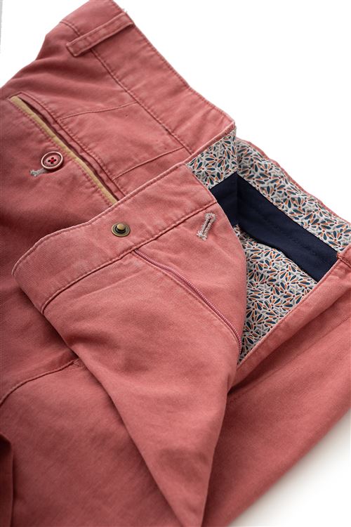 Weller Spring Stretch Cotton Burgandy Chino With Contrast Trim