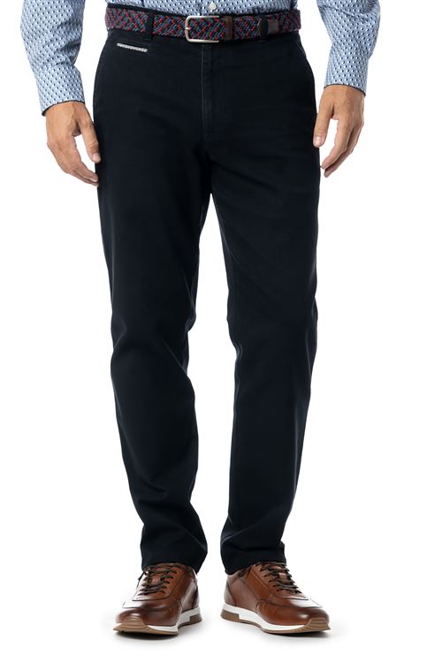 Baldock Navy Pick And Pick  Stretch Cotton Chino Trouser