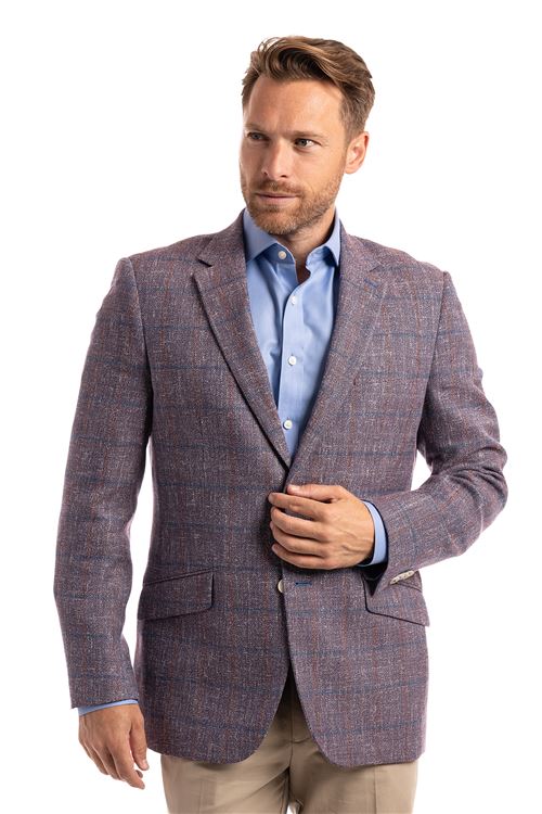 Parkway Dark Blue Overcheck Casual Jacket