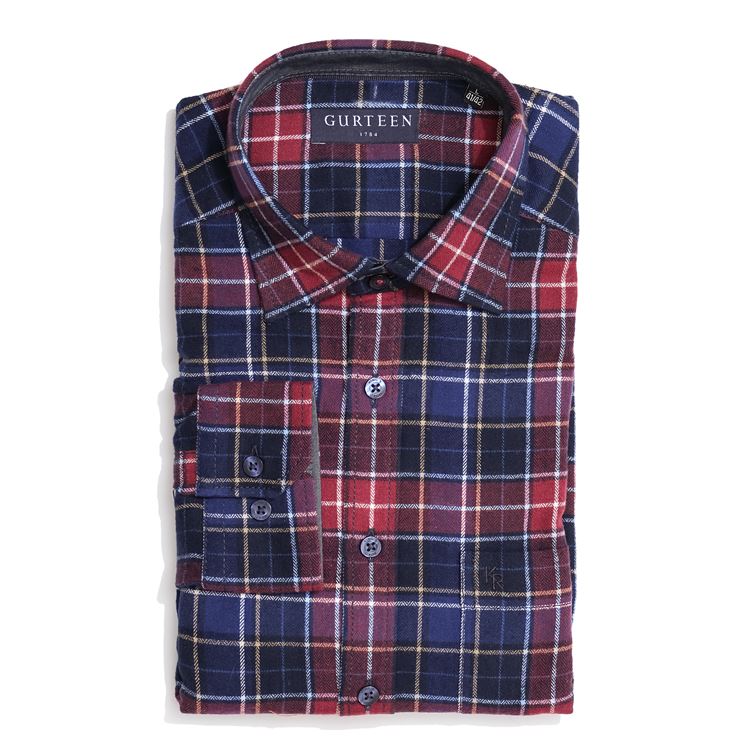 Barnaby Salmon  Brushed Cotton Check Shirt