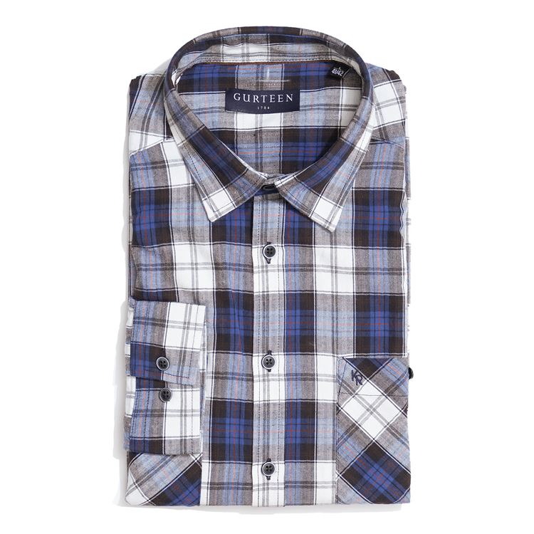 Heywood Blue Cotton Check Shirt