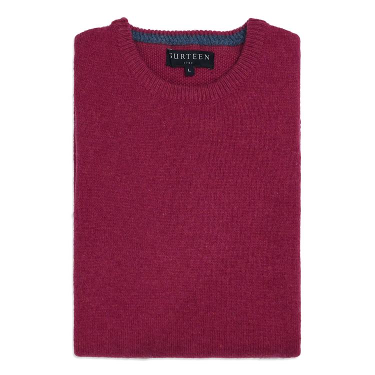 Kelso Poppy Red Pure Wool Crew Neck Jumper