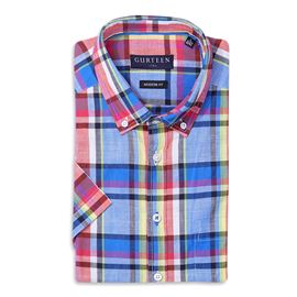 Wentworth Red Check Short Sleeved Cotton Shirt