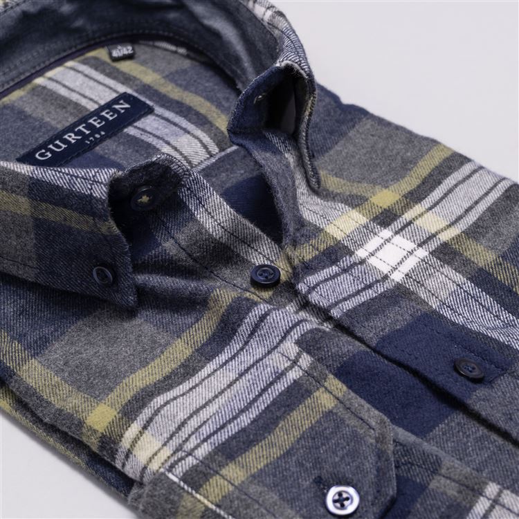 Rutland Navy Cotton Check Shirt