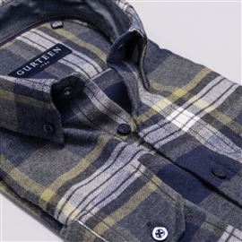 Rutland Navy Cotton Check Shirt