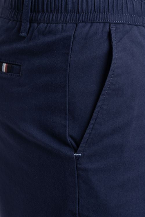 Ridgway Dark Blue Elasticated Stretch Cotton Short