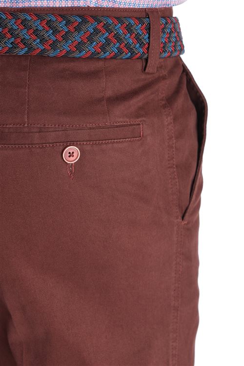 Ladbrook Autumn Stretch Cotton Cranberry Chino Trouser