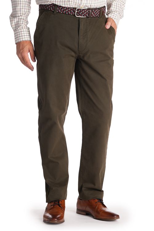 Fairfield Stretch Cotton Olive Chino Trouser