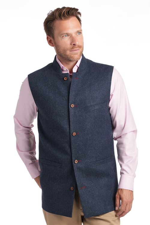 Penley Cobalt Wool Herringbone Sporty Waistcoat