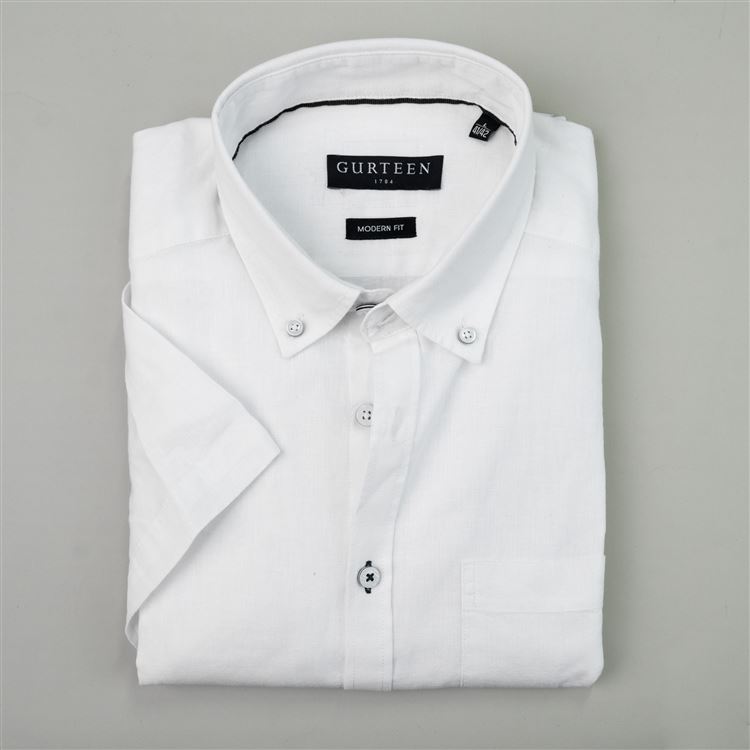 Newport White Linen Cotton Plain Shirt