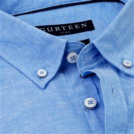 Newport Light Blue Linen Cotton Plain Shirt